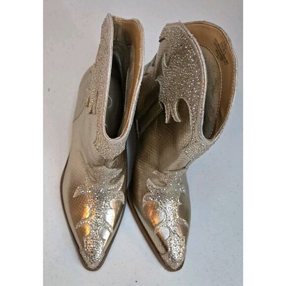 NEW Ankle Boots Jessica Simpson Champagne Embellished GLITTR Western Women Sz 6M - Picture 10 of 10